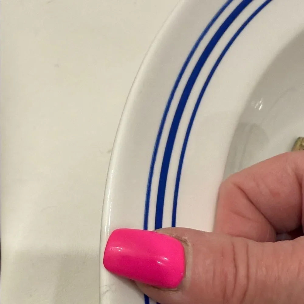 Pottery Barn Resort Pasta Bowl White Blue 13 In Round X 3 1/4 Tall Bar & Grill